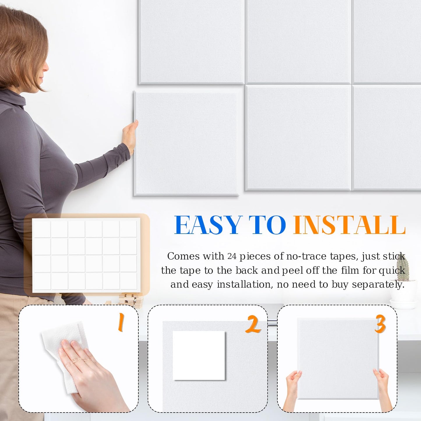DOLLAR BOSS Large Cork Board for Wall 48" x 36" x 0.5" Bulletin Board 12 Packs Corkboard Tiles Self Adhesive Felt Wall Tiles for Office Home School, White
