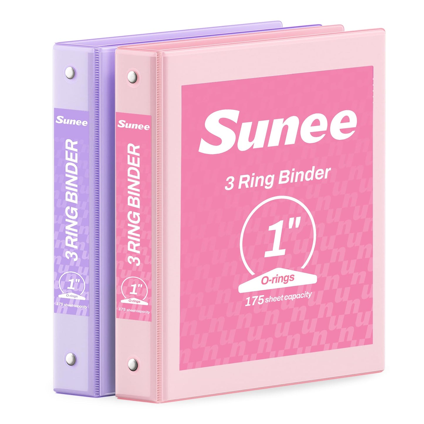 SUNEE 3 Ring Binder 1 Inch 2 Pack, Clear View Binder Three Ring PVC-Free (Fit 8.5x11 Inches) for School or Office Supplies, Pink & Purple
