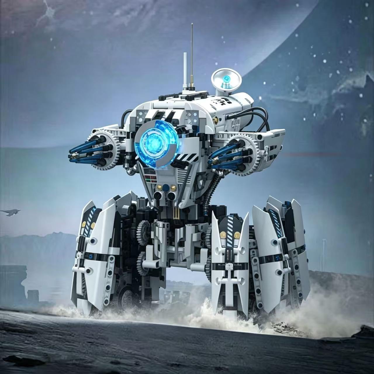 MOQIDI Programmable Hexapod Robot Technic Building Kit, STEM Sci-Fi War Machine Six-Legged Robot with Dual Control, App & Remote Control, Light-Up Cyber Technic Mecha Sets for Boys Ages 8–12 (1406 PCS