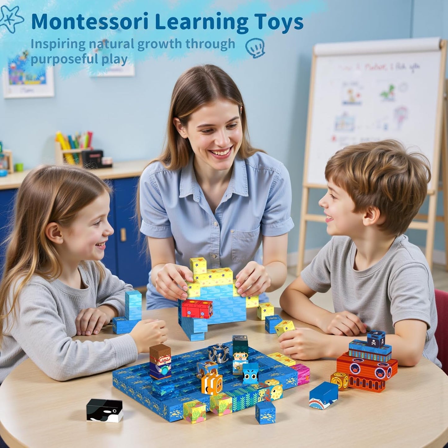 VNLINA Magnetic Building Blocks for Kids - 154Pcs Magnetic Cubes STEM Montessori Sensory Toys Set Creative Gift for Boys Girls Ages 3 4 5 6 7 8 9 10+