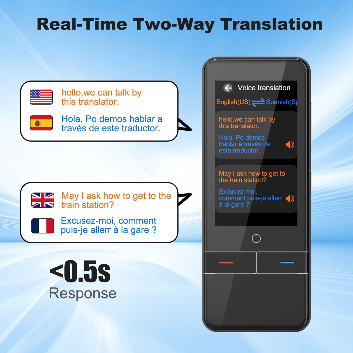 Language Translator Device No WiFi Needed, Instant Two-Way Voice Translator for All Languages, 139 Languages Online Offline Voice Text Photo Translation for Travelling Learning Business