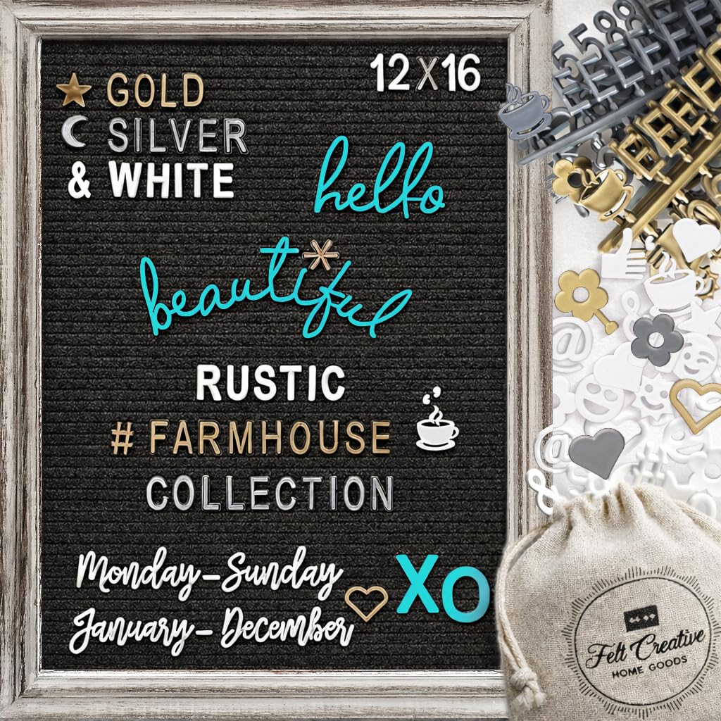 Farmhouse Felt Letter Board Sign with Stand - Rustic Wood Frame Announcement Board for New Baby, Pregnancy Announcement Sign, 12x16 Changeable Message Board with over 700 Felt Board Letters