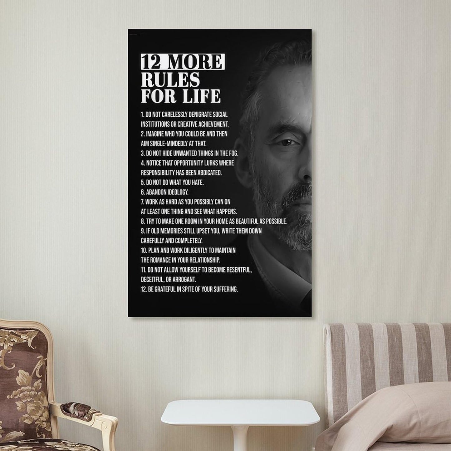 JHXNJDPOST 12 More Rules for Life Poster Black And White Canvas Wall Art Aesthetic Decorative Painting Living Room Restaurants, Pool Halls And Hotelsstyle-3 12x18inch(30x45cm)