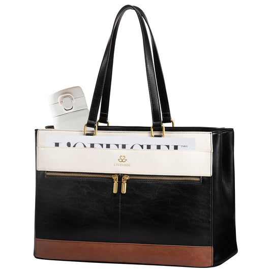 LOVEVOOK Laptop Bag for Women,15.6 Inch Vintage Work Tote Bags for Women,Leather Teacher Bag,Large Waterproof Handbags Womens Briefcase Computer Office Messenger