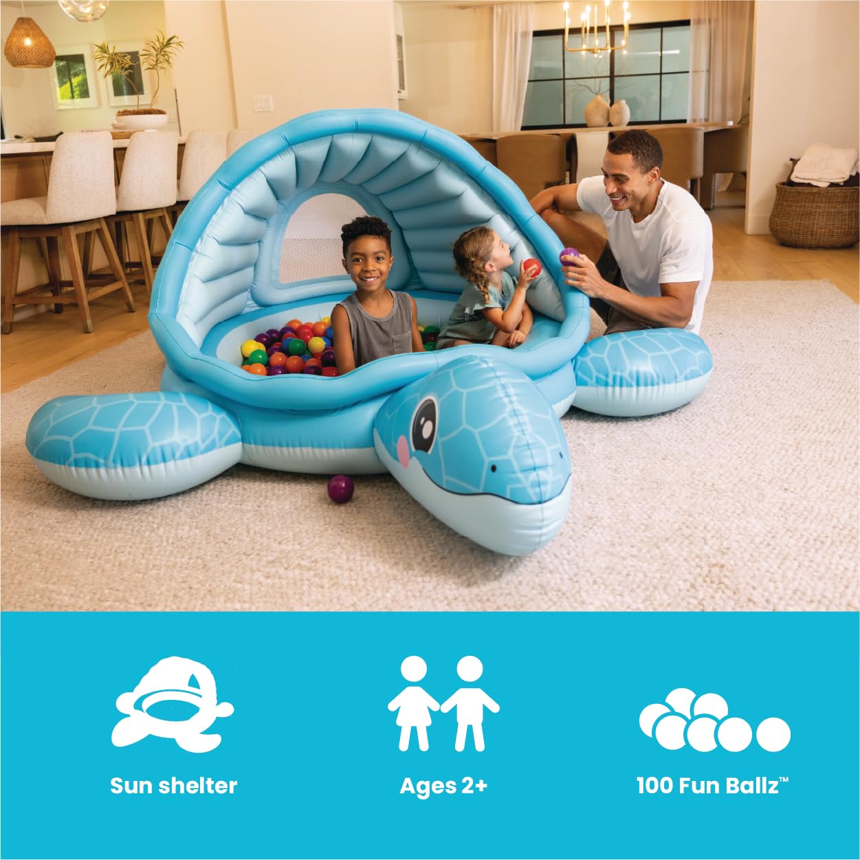 INTEX 48677EP Inflatable Turtle Cove Playland: Paddling Pool or Ball Pit - 86" x 81" x 38"