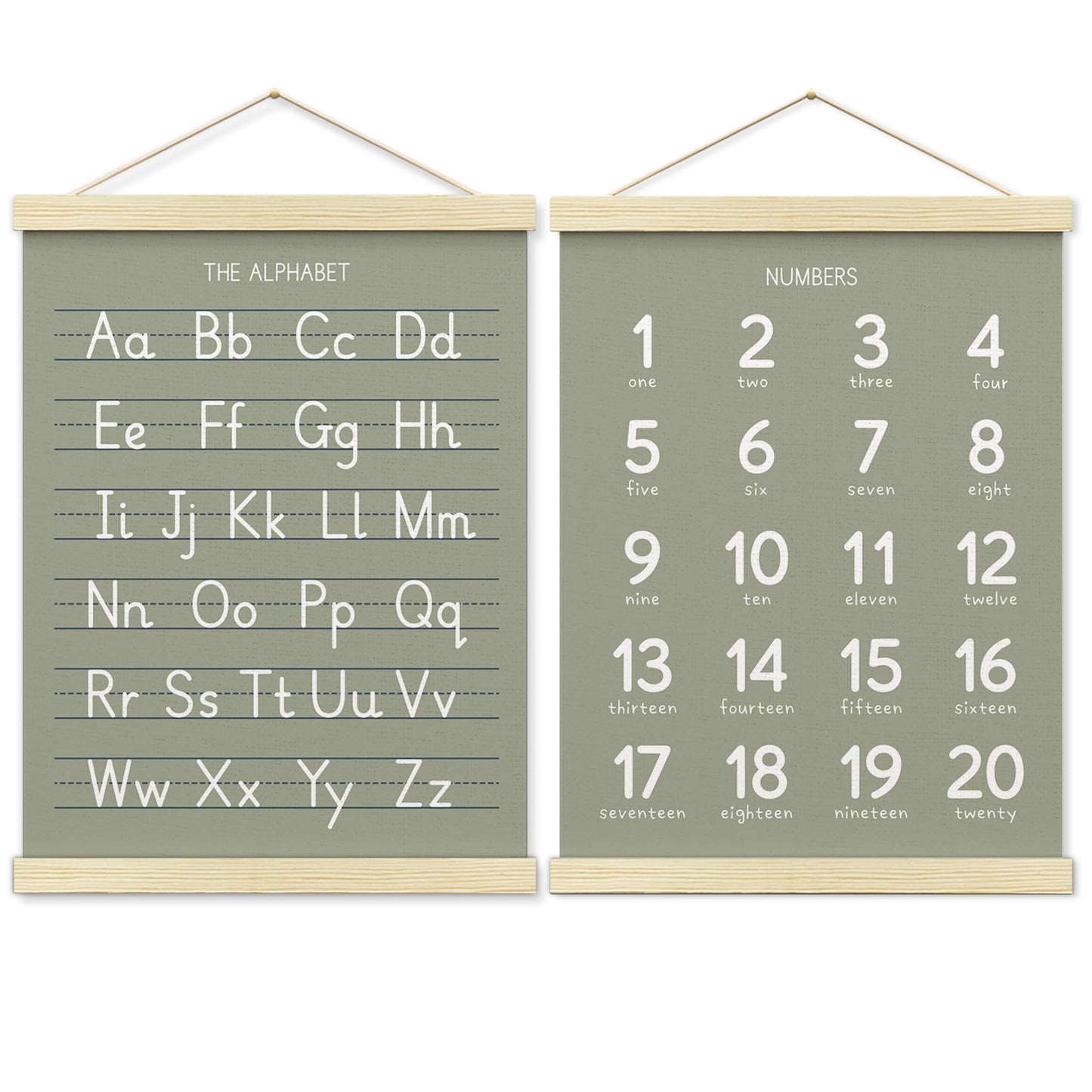 BONETAT Numbers alphabet poster for Nursery Toddlers, Play Room Wall Decor, ABC Wall Chart, Wall Hanging Decor for Toddler Playroom Decor Kids Wall Decor, Wooden Frame Alphabet Banner-A06
