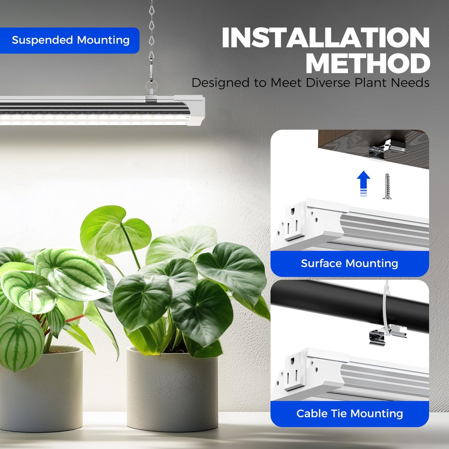 Barrina TX36 Grow Light for Indoor Plants, 144W, 5000K Full Spectrum, 2FT, 4 Packs with Timer, Aluminium and PC