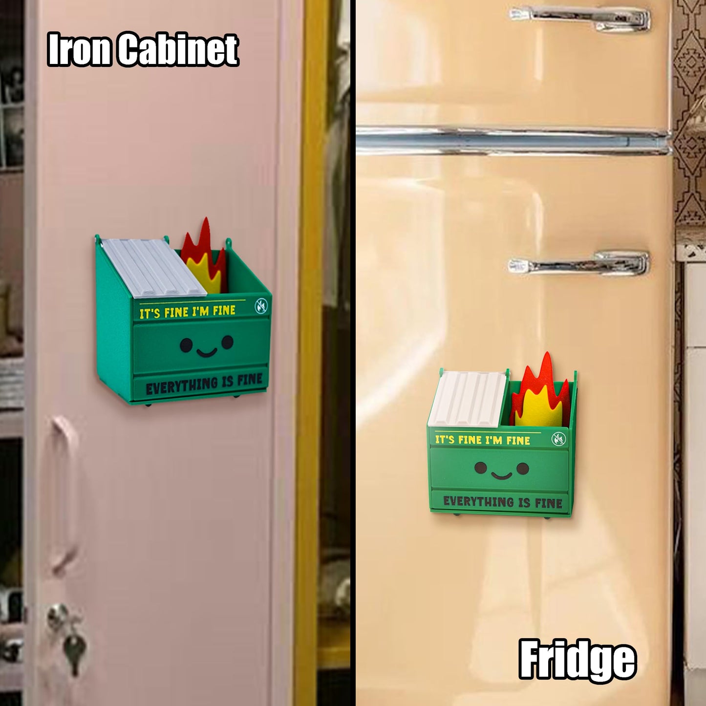 Tian Zhun Dumpster Fire Pencil Holder Funny Magnetic Pen Holder Set of 2，Strong Magnets to Store Marker Pencil Organizer for Refrigerator Whiteboard Locker Home Office or Hospital
