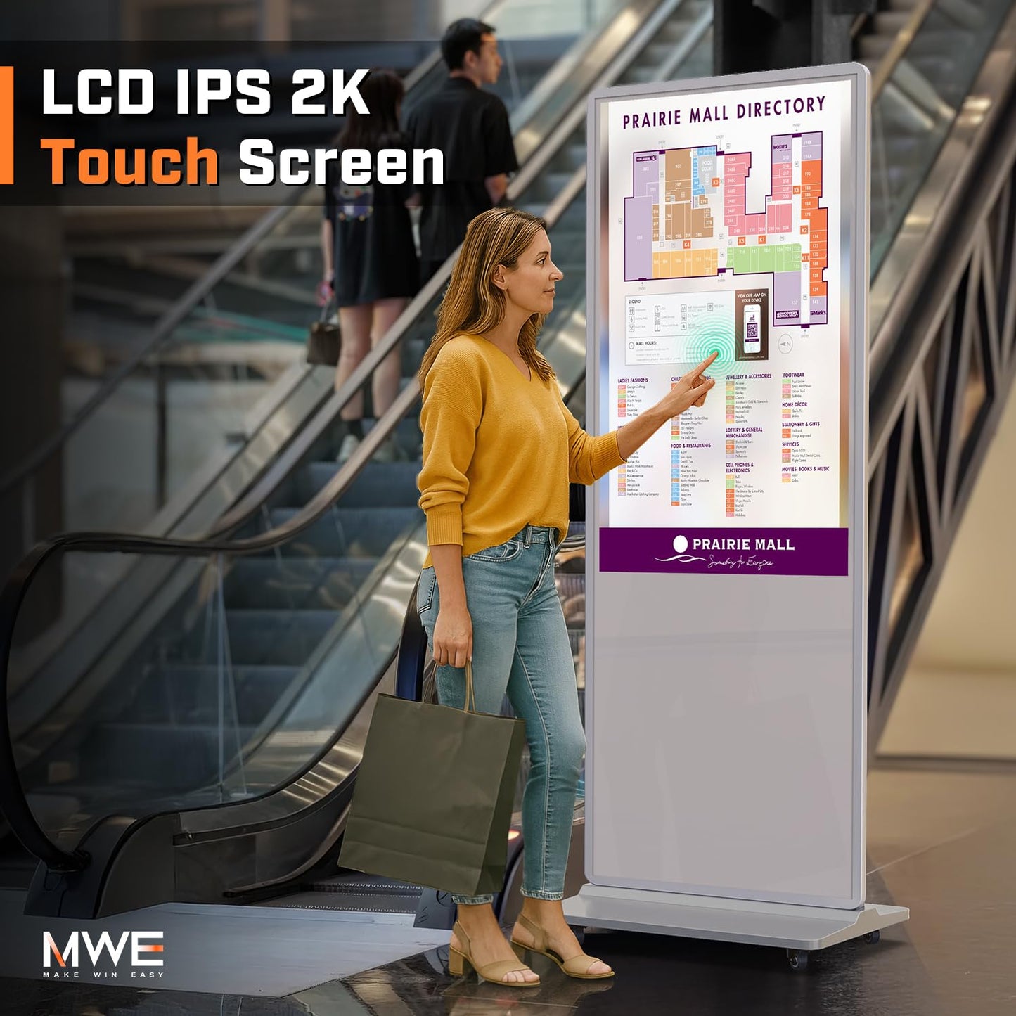 QIXZOCV MWE 32 Inch Digital Signage Diplay Touchscreen Kiosk LCD Screen Indoor Floor Standing Advertising Display Poster Interactive Display Android System with Auto Media Player-White