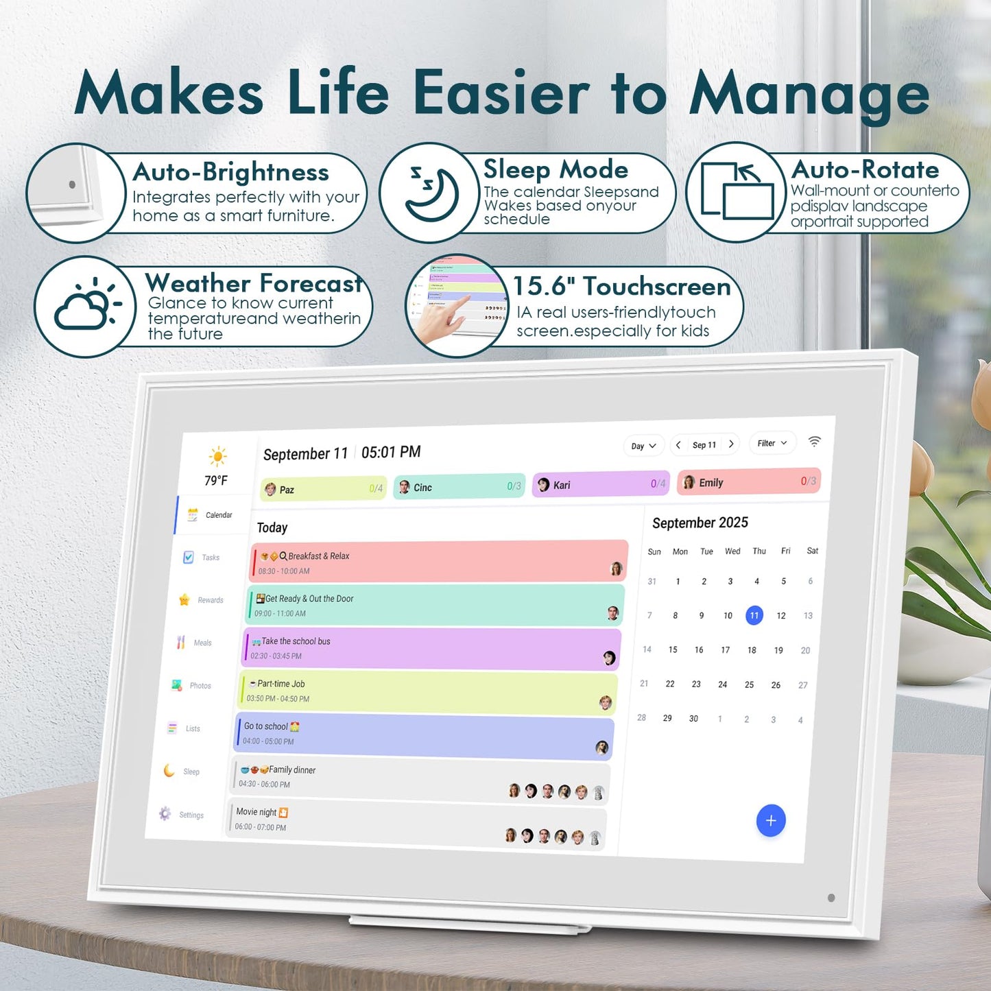 15.6 Inch Digital Wall Calendar Touch Screen Smart Electronic Calendar