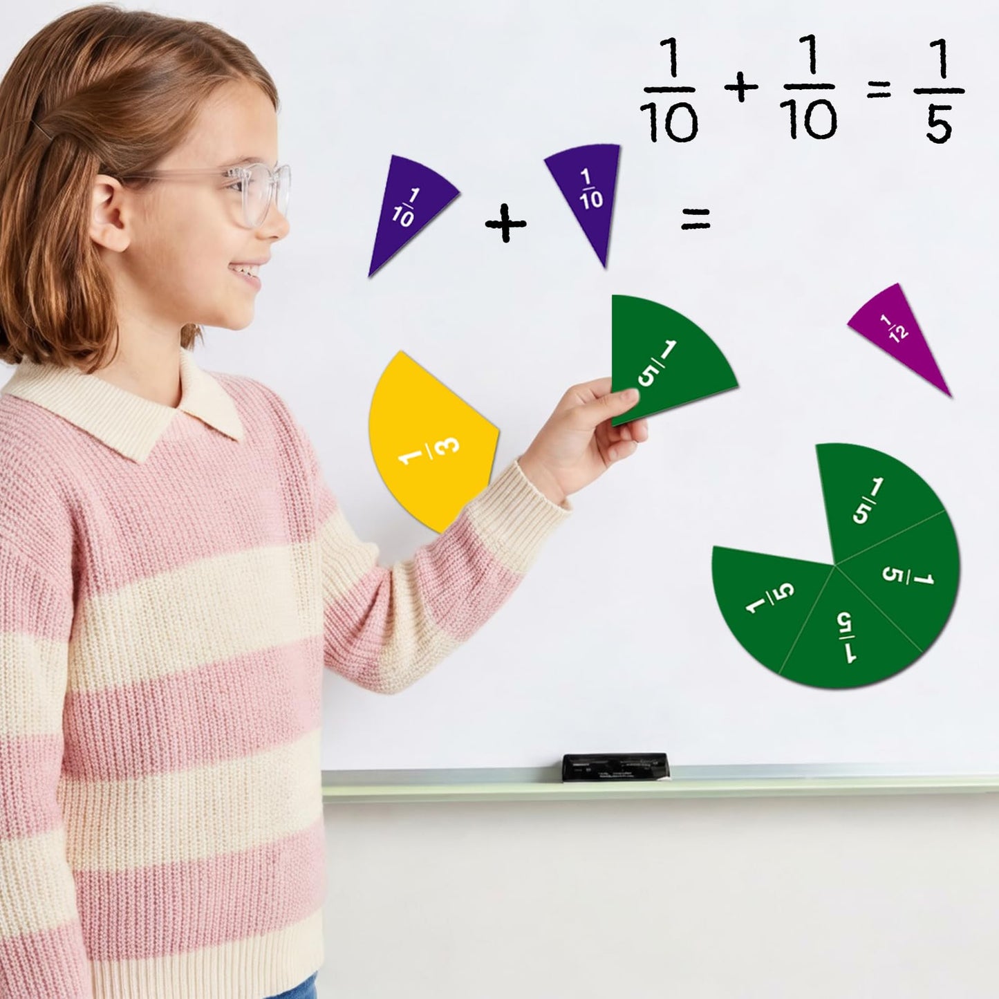 Magnetic Fraction Manipulatives,Educational Puzzle Games Magnets,Calculator Tiles Circles 6"