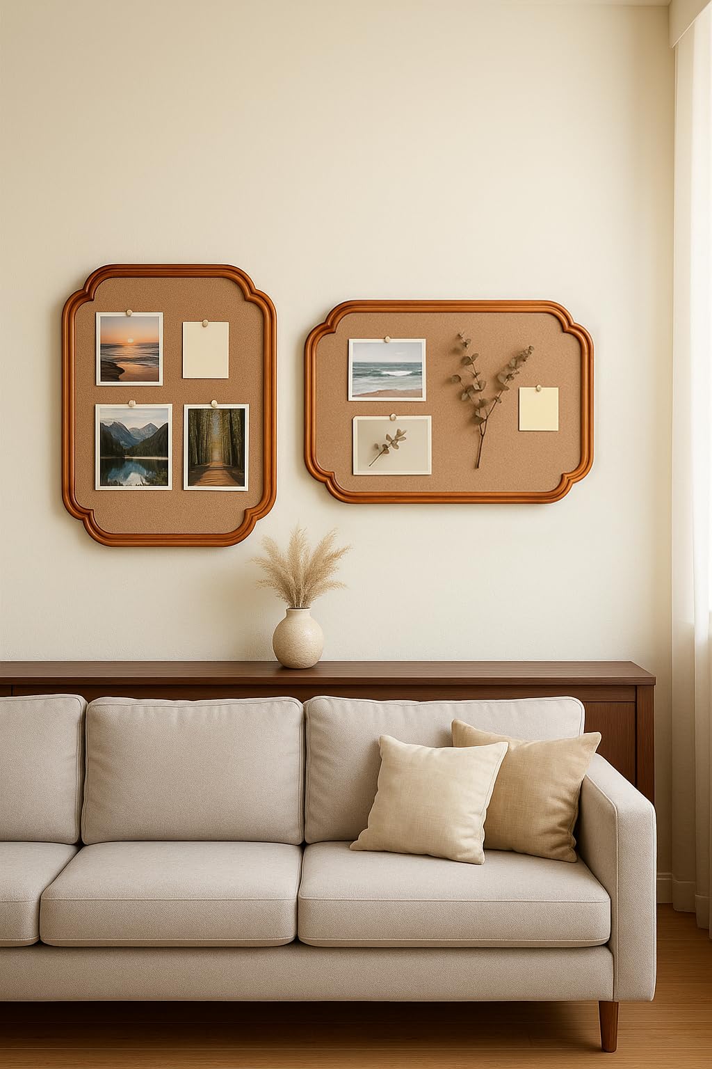 YINGXUN Scalloped Edge Wooden Frame Cork Board 17.7x23.6in