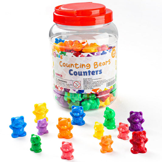 Bmag 120 PCS Counting Bears Math Manipulatives (60 Large & 60 Small Bears in 12 Colors), Color Sorting Toys for Toddlers 3+, Preschool & Kindergarten STEM Learning Educational Toys with Storage Jar
