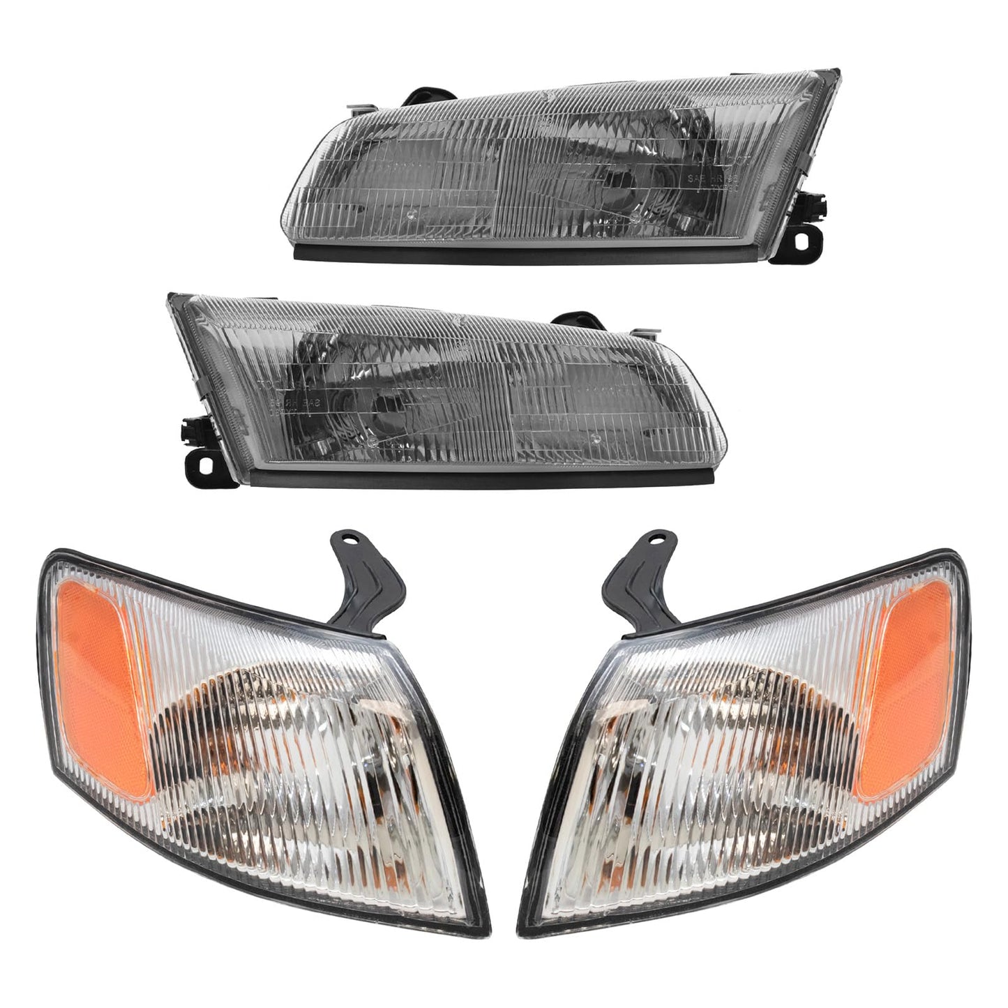 TRQ Headlight Assembly Set for 1997-1999 Toyota Camry, Model LKA55913, Includes Driver & Passenger Side Lights