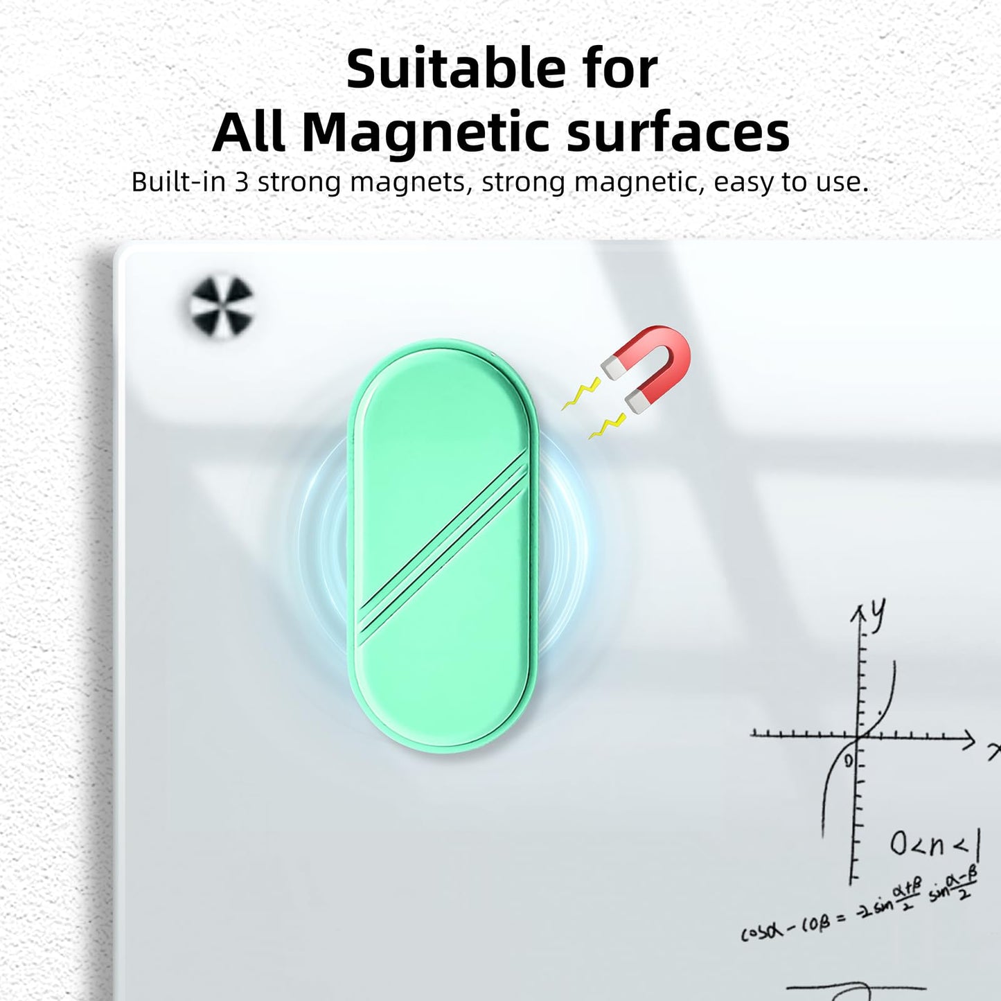 FUNISKETCH Dry Erase Eraser, Magnetic White Board Erasers - 2 Pack,Glass Board Glass Whiteboard Eraser for Office and School Supplies (Green)