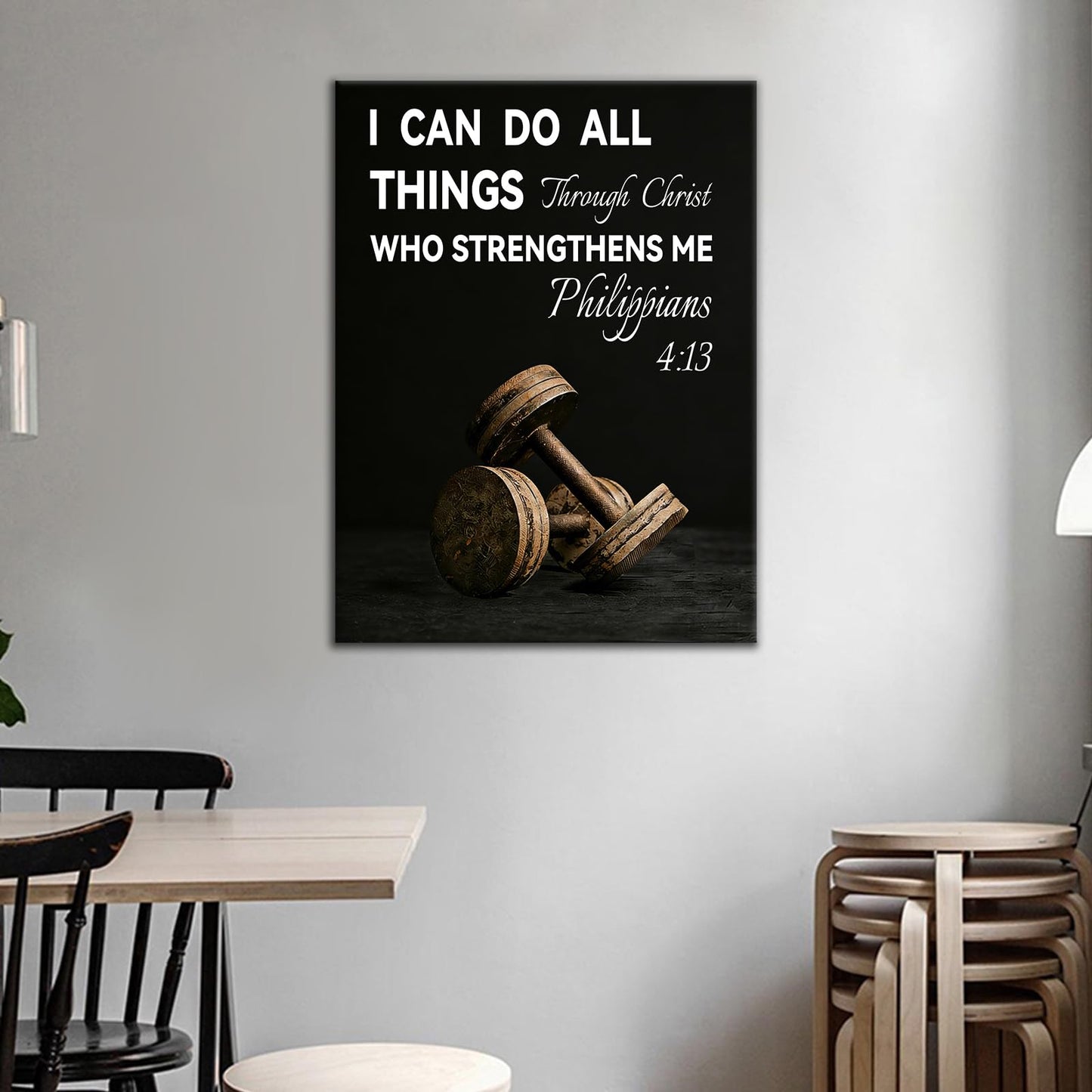 Inspirational Canvas Wall Art Office Decor Motivational Quotes I Can Do All Things Discipline Poster Inspiring Painting Print for Modern Home Living Room Gym Stretched and Framed [18''Wx24''H]