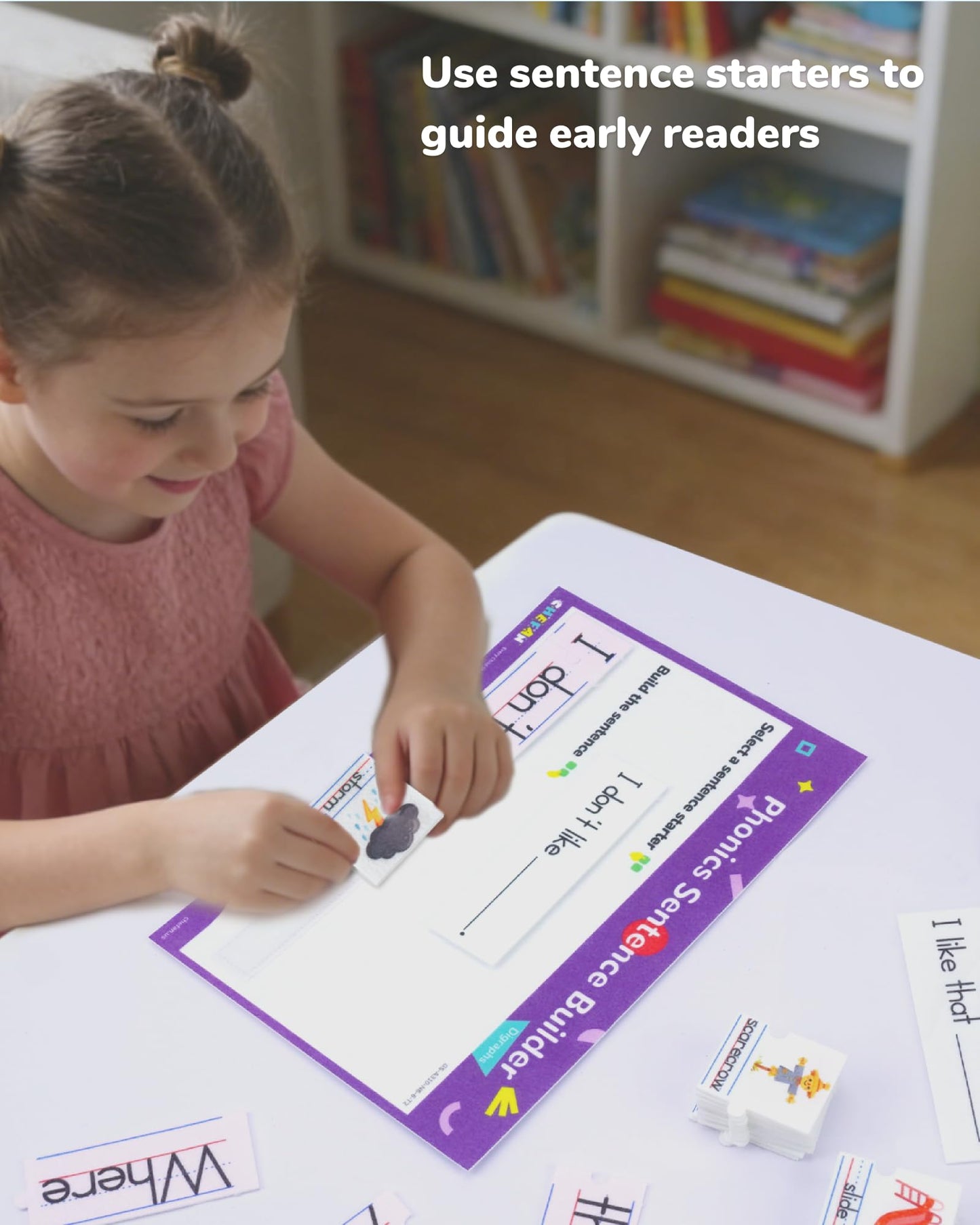 CHEFAN Sentence Building for Kids, Learn to Read & Write, Sight Words Learning Toy, Sentence Board with Writing Board, Speech Therapy for Preschool Kindergarten