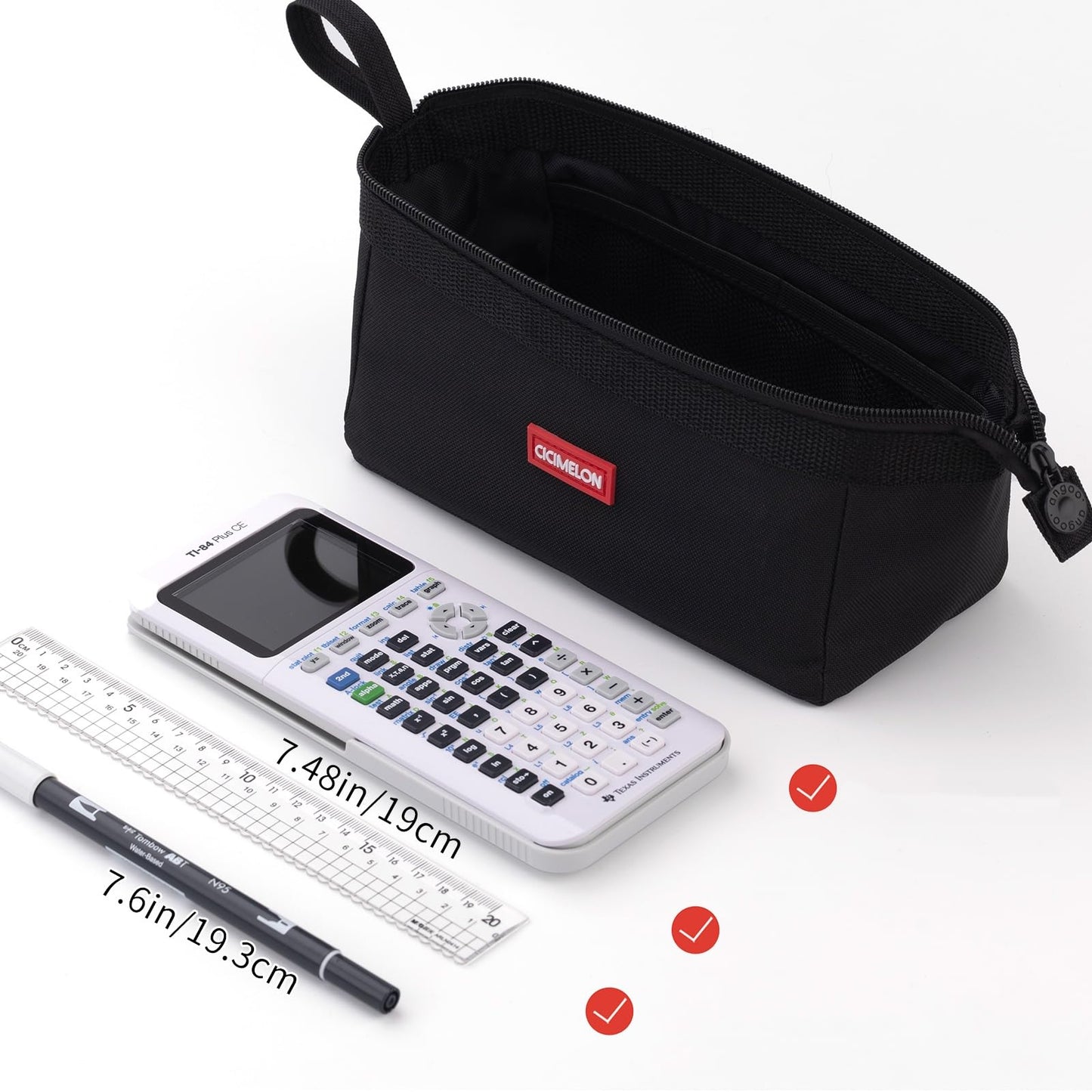 CICIMELON Multifunctional Pencil Pen Marker Case Pouch Bag Holder Small Cute Capacity for High Middle Primary School Student Aesthetic Teen Girl Boy Office Men Women Nurse Adults Portable (Black)