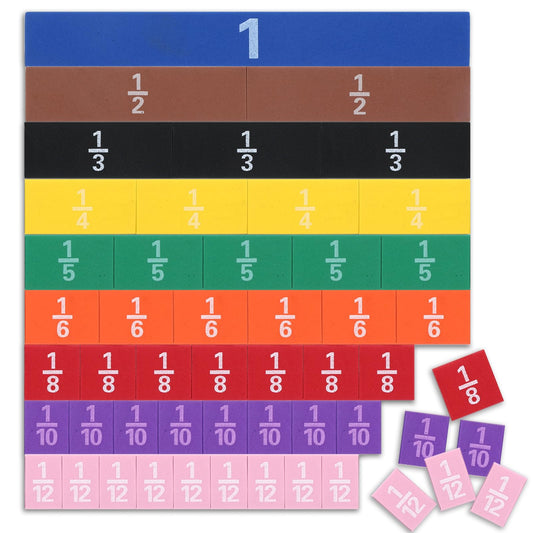 51 Pcs Magnetic Fraction Strips Montessori Math Manipulatives Magnetic Fraction Tiles for Math Learning Resources Educational Tool for in 3rd to 5th Elementary Curriculum