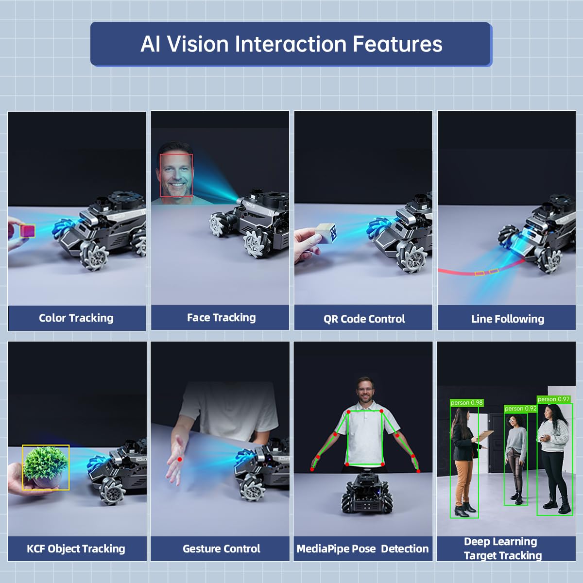 HIWONDER ROS2 Robot Car for Jetson RPi Gemini ChatGPT Large AI Models Depth Camera SLAM Mapping Autonomous Driving Programming Education Smart AI Robotic Car, ROSOrin Standard Kit & Jetson Orin NX 8G