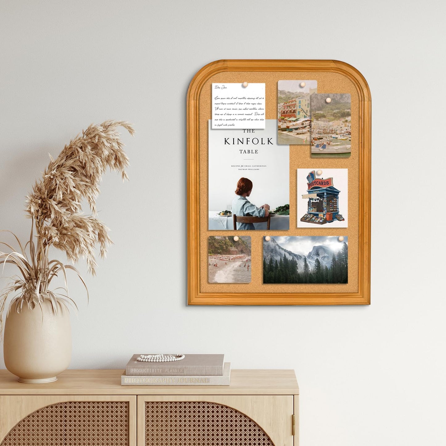 Aitakatta Cork Board for Walls, 23.6x17.7 inches Bulletin Board with Frame, Decorative Hanging Pin Board Vision Board Message Board for Office School Home Decor(2R&2S,4560,1p)