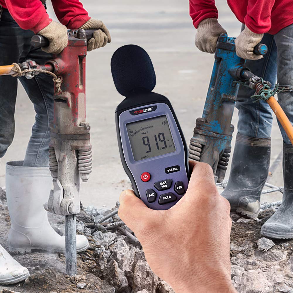 eS528L Decibel Meter and Recorder by ennoLogic – Digital Sound Level Meter and Noise Logger – Max/Min/Hold, 30-130 dBA Range, Updated Software