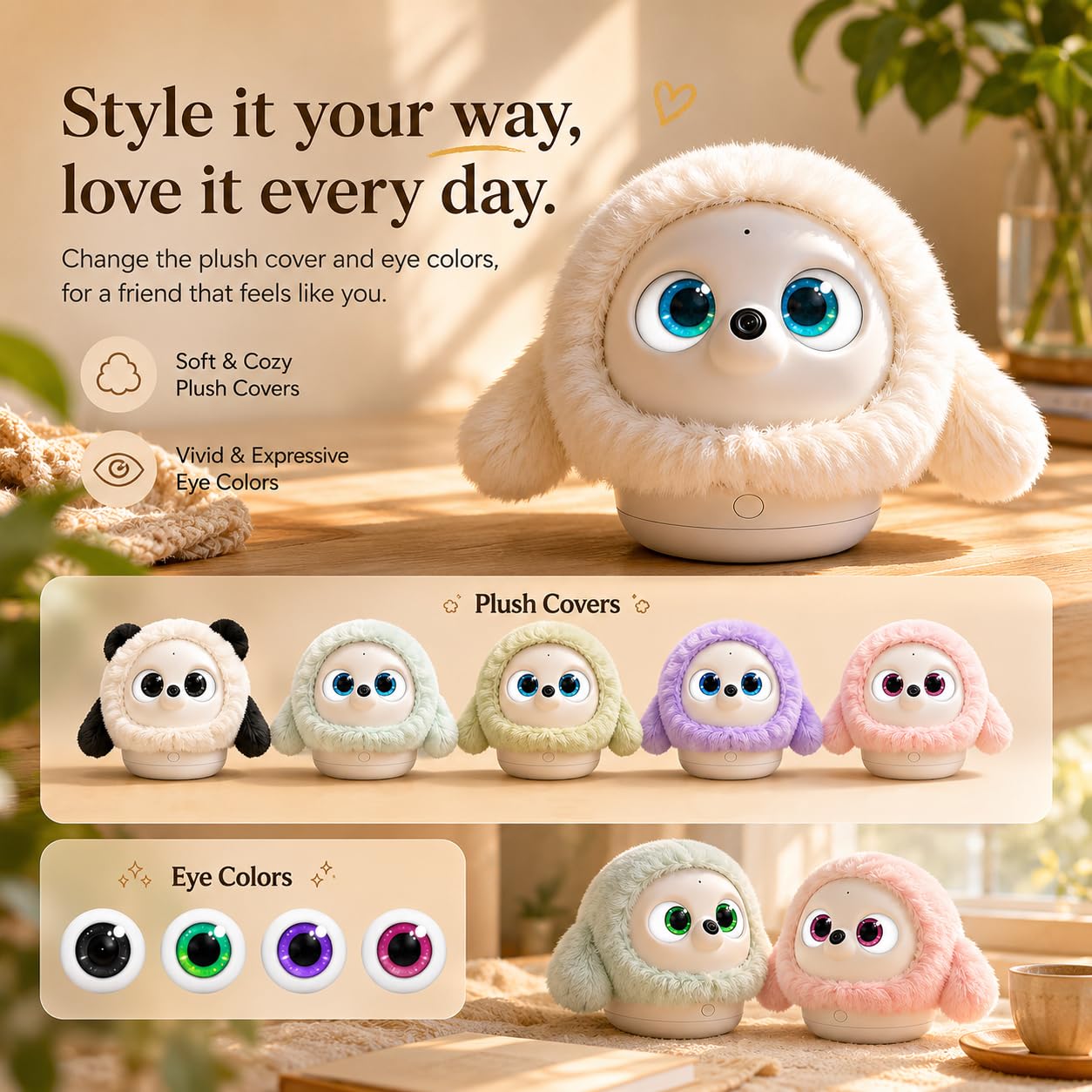 ropet KAMOMO Companion Interactive Robot Pet, Emotional Support for Kids and Adults, AI Desk Robots, Anxiety Relief Comfort Gift