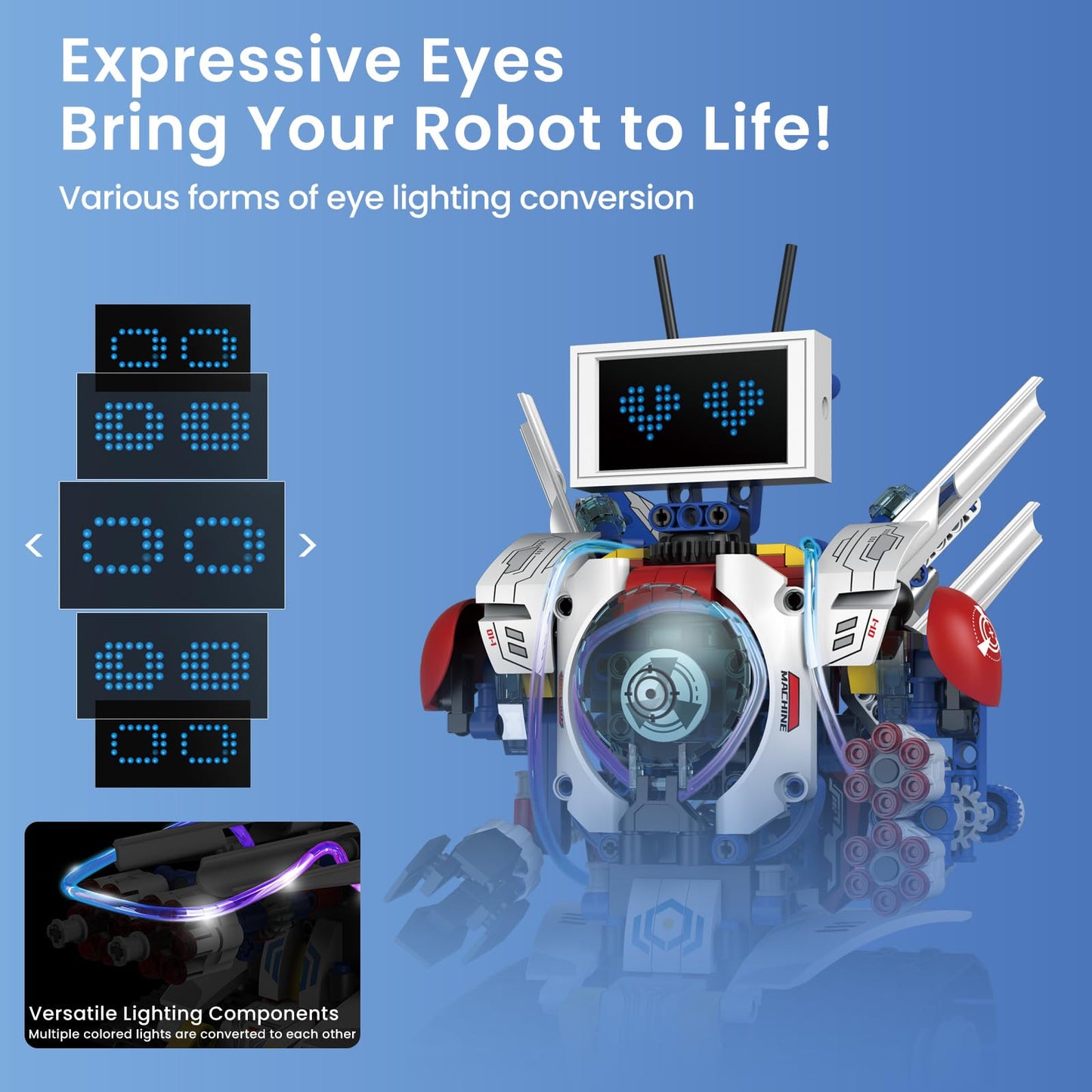 HPROMOT 5-in-1 STEM Robot Building Kit for Kids Ages 6-16, Remote & App Controlled, Rechargeable Engineering Learning DIY Coding Toy, Educational Building Blocks Gift for Girls & Boys (603 PCS)