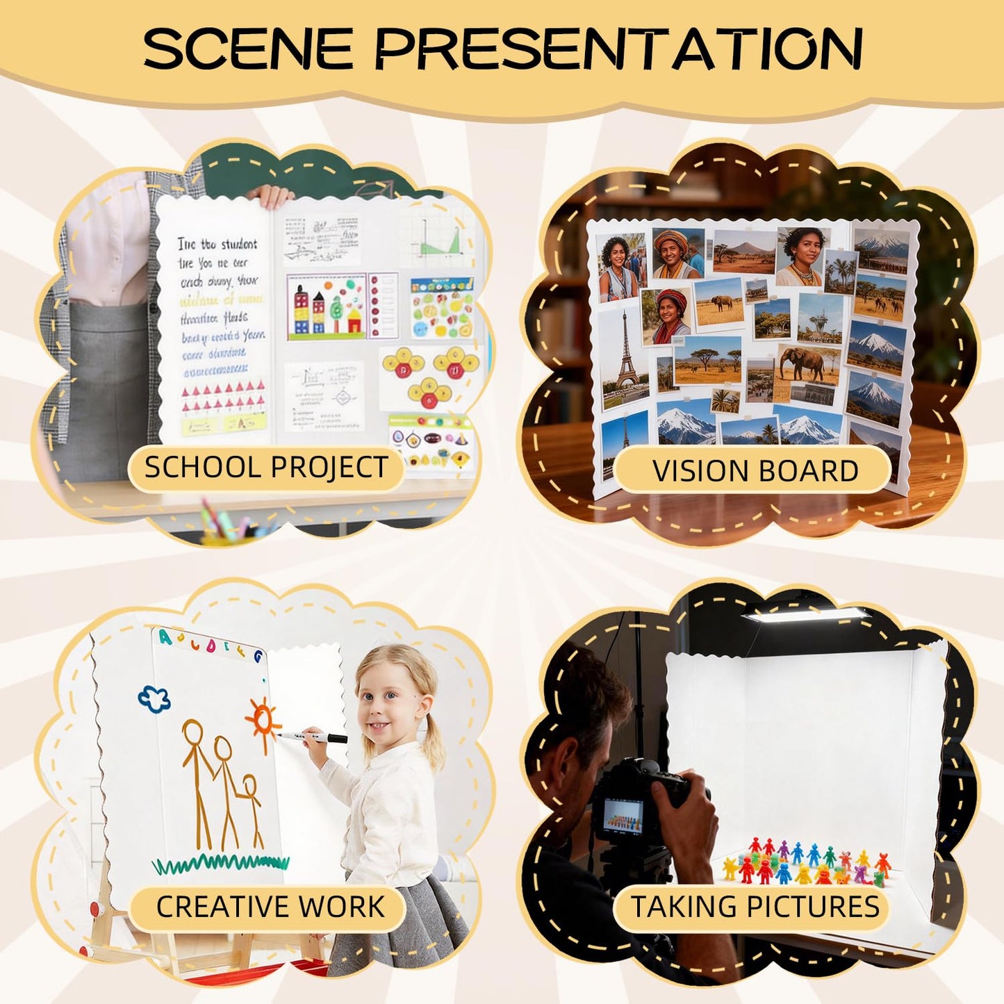 30 Pack 24" x 36" White Trifold Poster Board Bulk, Corrugated Foldable Tri-fold Display Board for Science Fair, School Projects, Presentations, Art, Business & Classroom Supplies