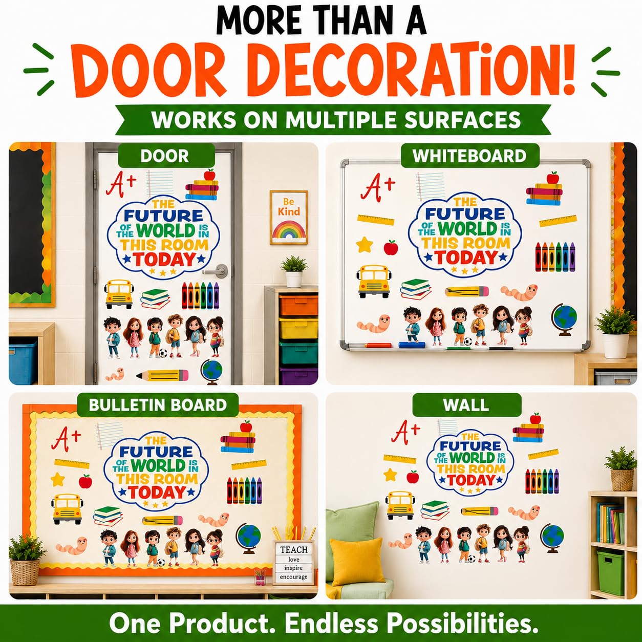 Hello Hallway Classroom Door Decorations for Teachers, Back to School | Reusable Peel & Stick Door & Whiteboard Decor Kit | Preschool Pre-K Kindergarten Classroom Decor | Teacher Supplies