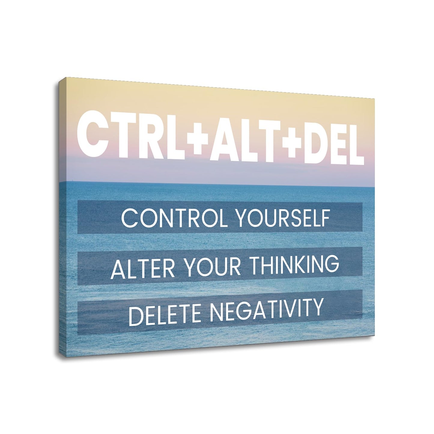 YSPCSUN Inspirational Posters for Office, Ctrl Alt Del Control Yourself Canvas Poster Single Panel Wall Decor for Home Office Dorm Classroom, Framed Canvas Art, 24x18inch