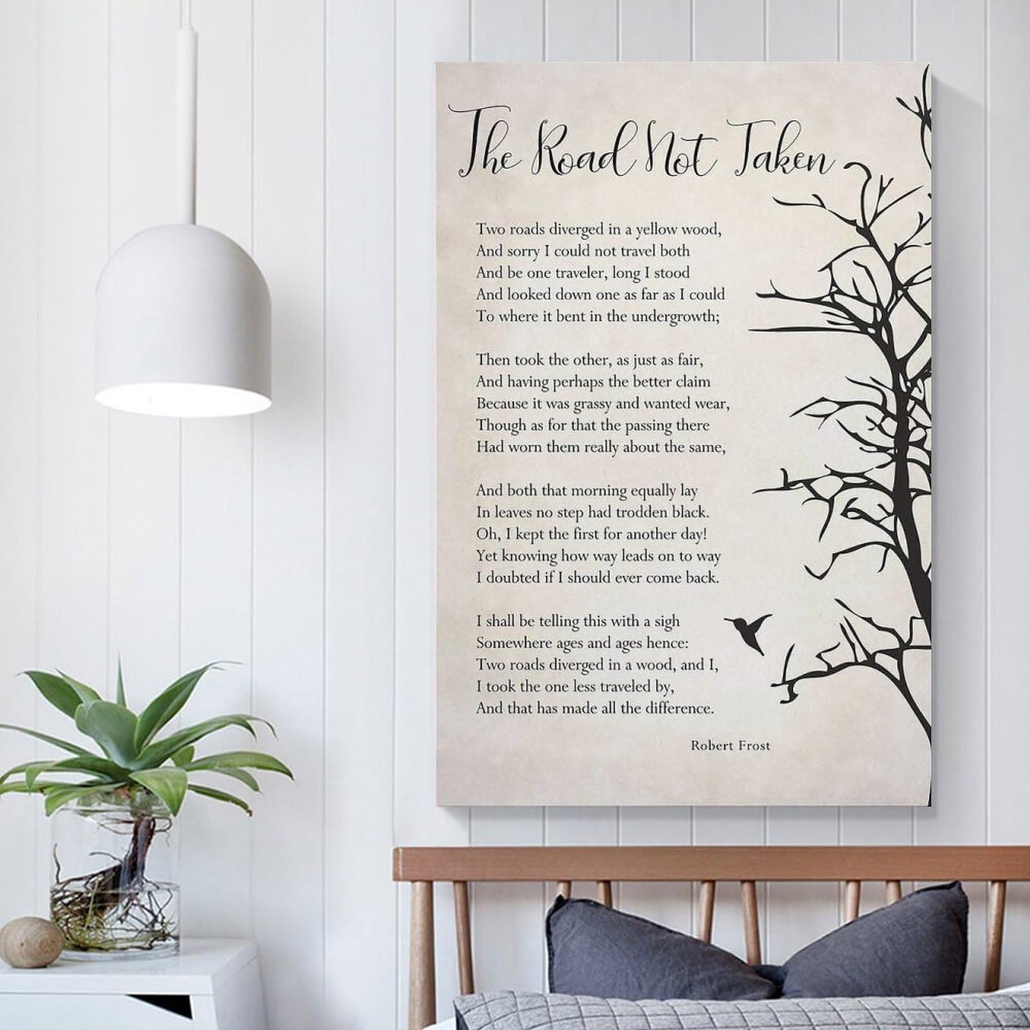 JHXNJDPOST The Road Not Taken Poster Poem Canvas Wall Art Aesthetic Decorative Painting Living Room Restaurants, Pool Halls And Hotelsstyle-5 16x24inch(40x60cm)