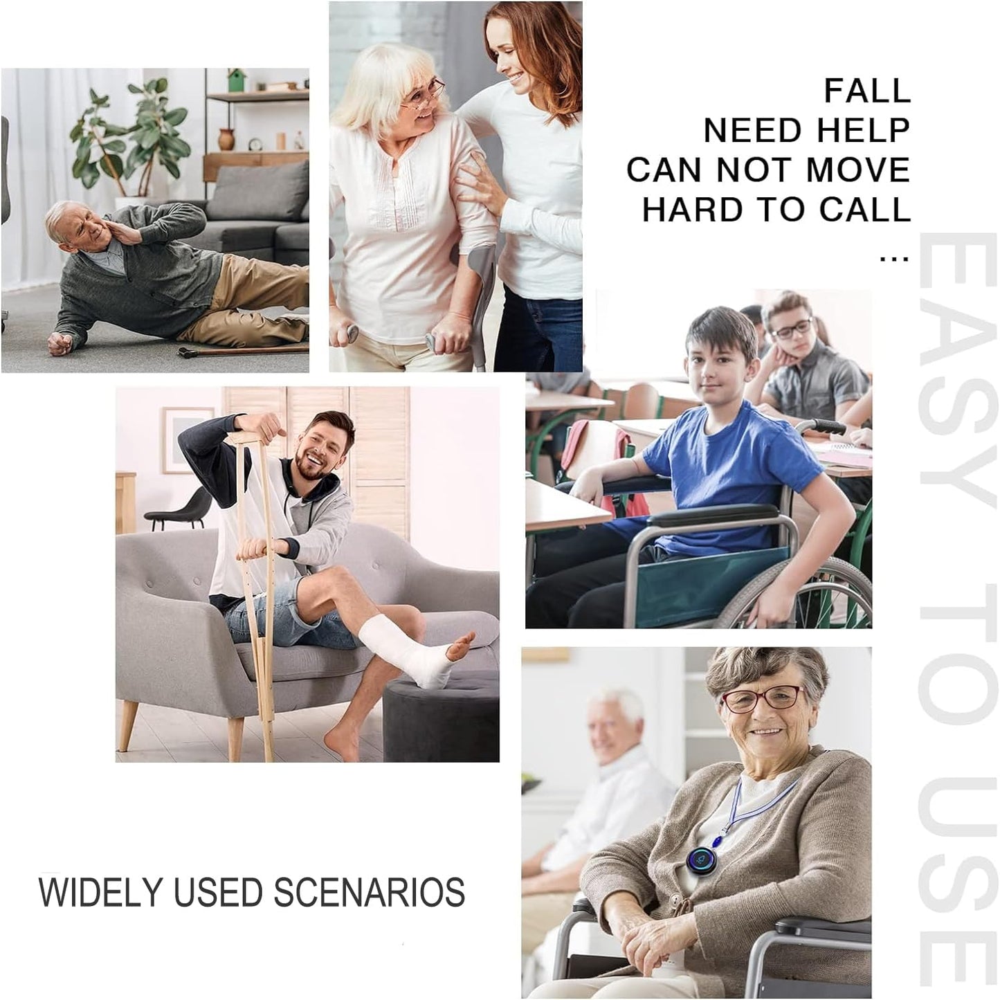 Caregiver Pager, Wireless Call Button for Seniors/Elderly at Home, 1 SOS Button + 1 Receiver Medical Life Alert System, Emergency Panic Call Bell, Help Alarm for Nurse Calling & Patient Assistance