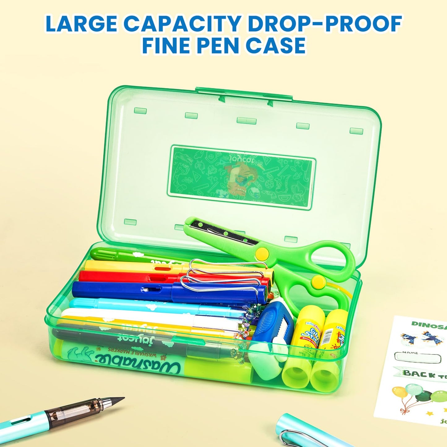 46-Piece Washable Back to School Supplies Gift Kit for Kids-Dinosaur Essential First Day Gift Set for Kindergarten & Elementary, Art Supplies & Refillable Tools, Ideal Kids Stationery Set for Boys.