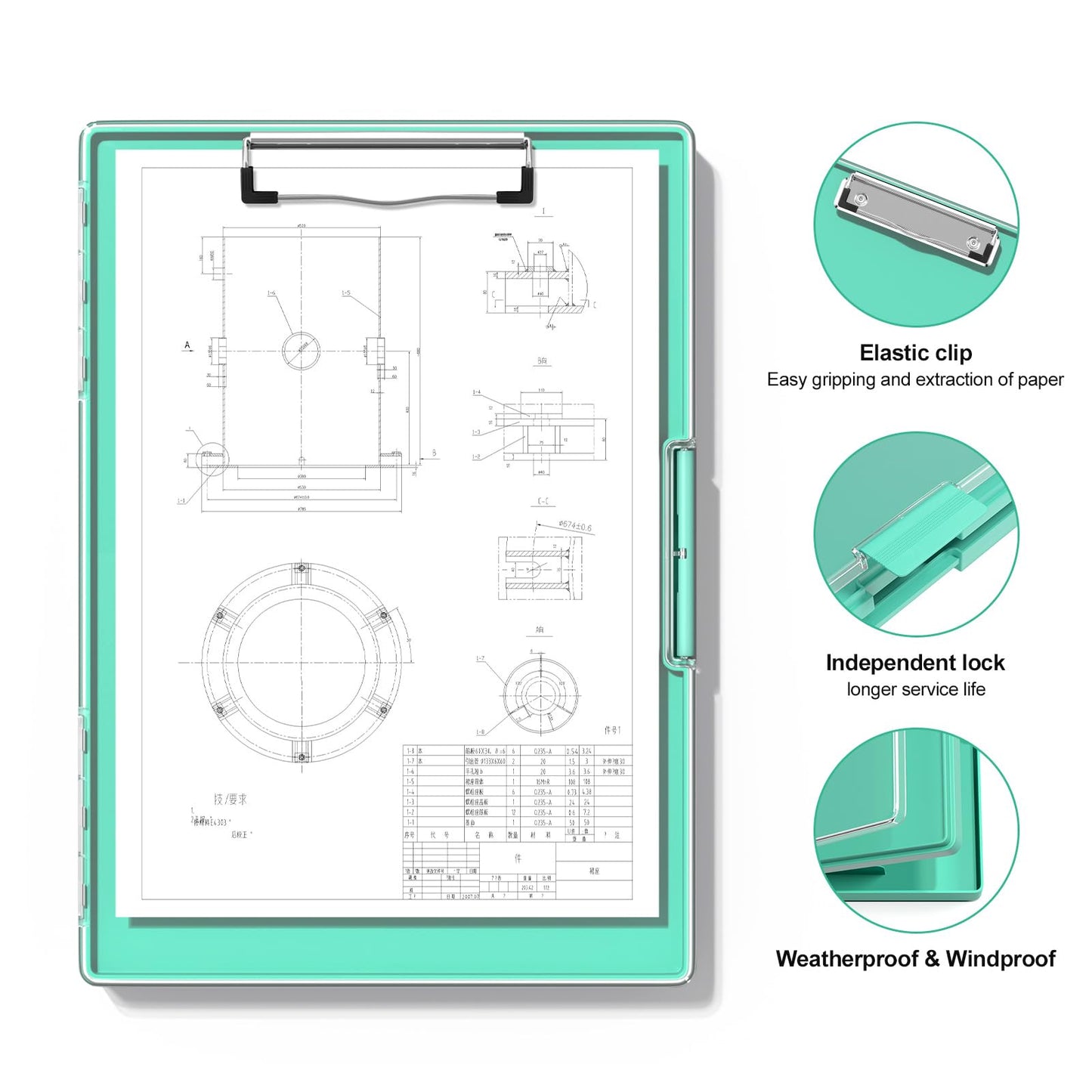 Hongri Clipboard with Storage, Green 8.5 x 11 Folder Nursing Side Opening, Heavy Duty with Dual Compartment, Smooth Writing for Teachers, Classroom, Size 13.3 x 9.4 x 1.5 in, Office & School Supplies