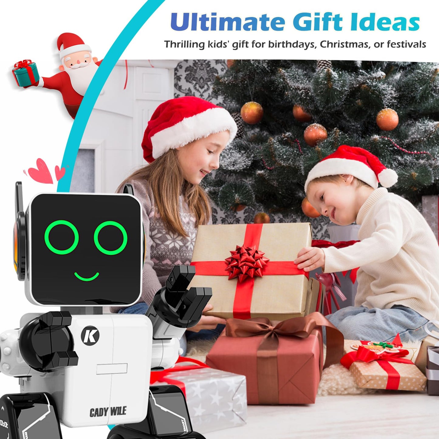 HBUDS Rechargeable RC Robot Toy for Kids - Interactive Intelligent LED Light, Speaks, Dances, Built-in Coin Bank (White)