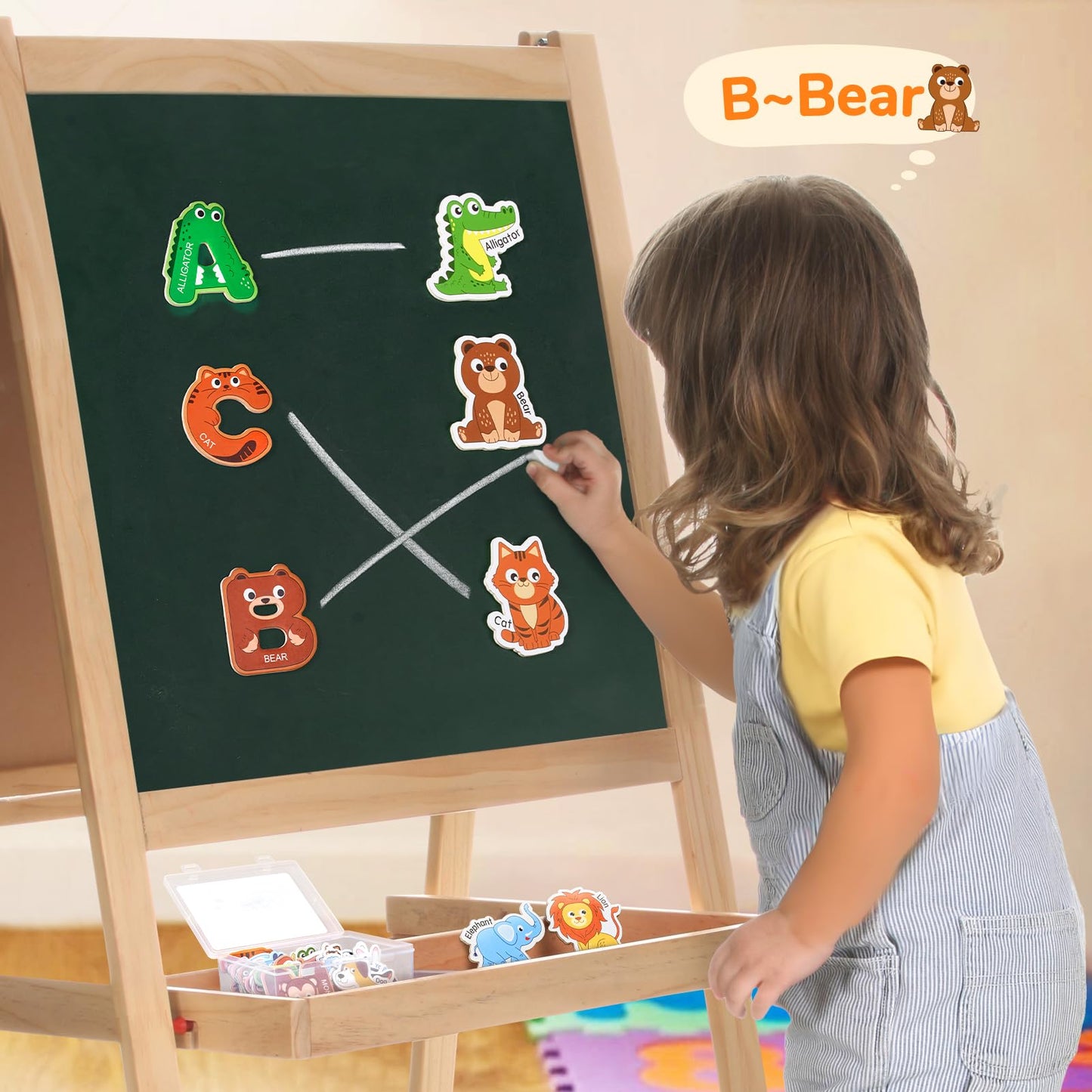 JoyCat Fridge Magnets for Toddlers – 26 Cute Animals & Uppercase Letters for Kids, Magnetic Alphabet Refrigerator Toys, Fun Educational Learning Gifts for Preschool 2 3 4 5 Years Old