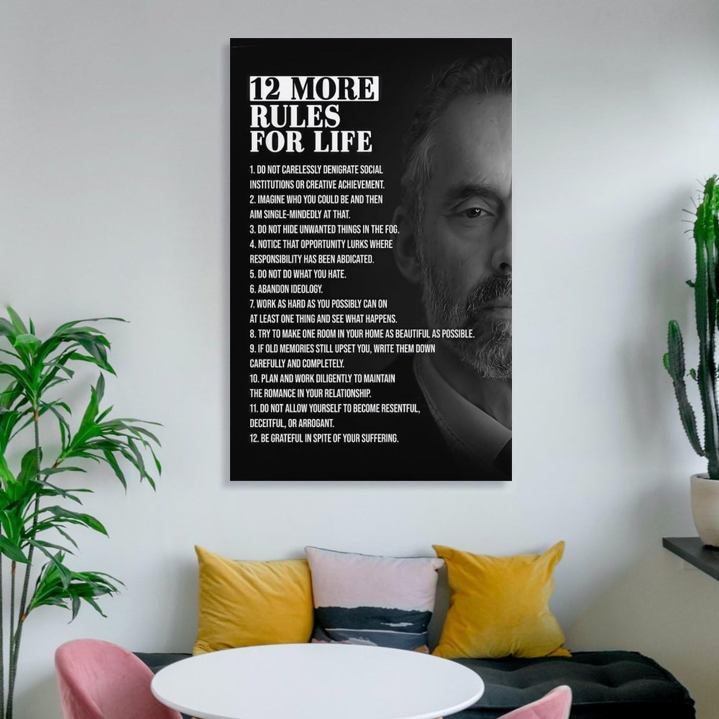 JHXNJDPOST 12 More Rules for Life Poster Black And White Canvas Wall Art Aesthetic Decorative Painting Living Room Restaurants, Pool Halls And Hotelsstyle-3 12x18inch(30x45cm)