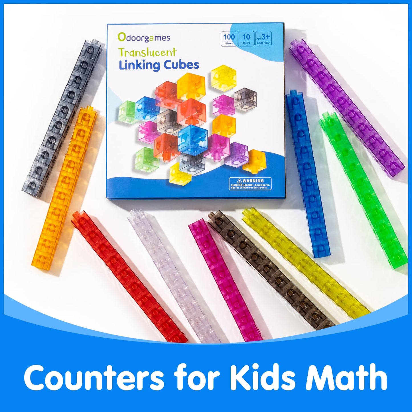 Odoorgames Translucent Linking Cubes – Engaging Math Toy, Light Table Manipulatives, Math Blocks for Early Learning and Creative Play