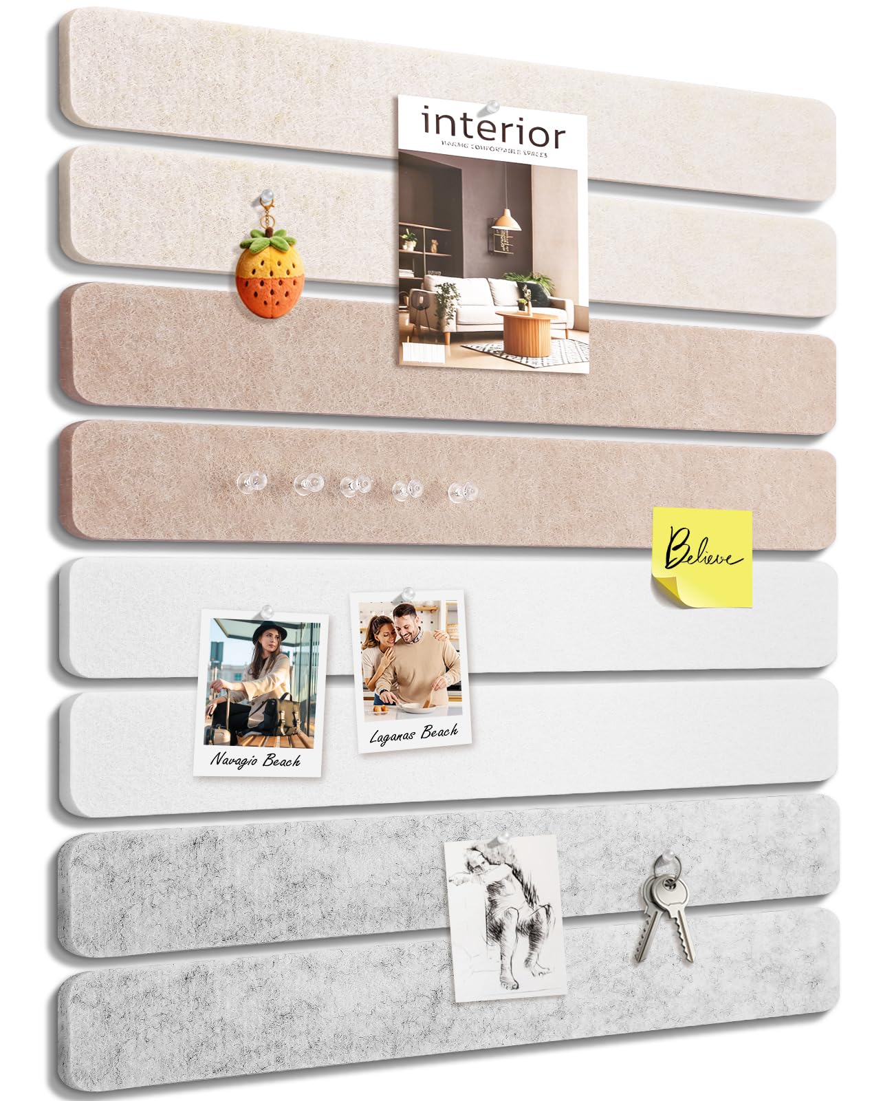 Small Cork Bulletin Board Tiles, Felt Wall Decor and Office Desk Accessories for Vision, Message Center, Picture and Prayer Board, Dorm, Room, Home Office Essentials and Organization(Stone Beige)
