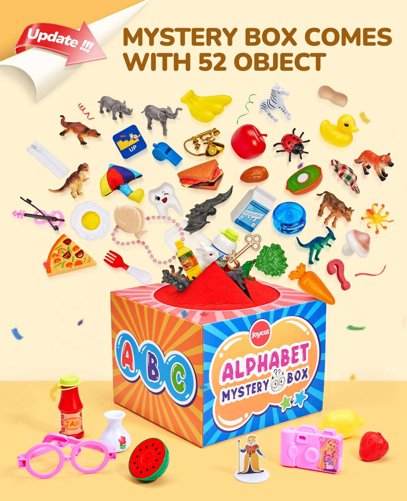 JoyCat Mystery Alphabet Box for Kids 52 PCS Letters Sorting Matching Game Activities Letter Sounds Fine Motor Learning Toys for Preschool Kindergarten Classroom - Easter Basket Stuffers Gifts for Kids