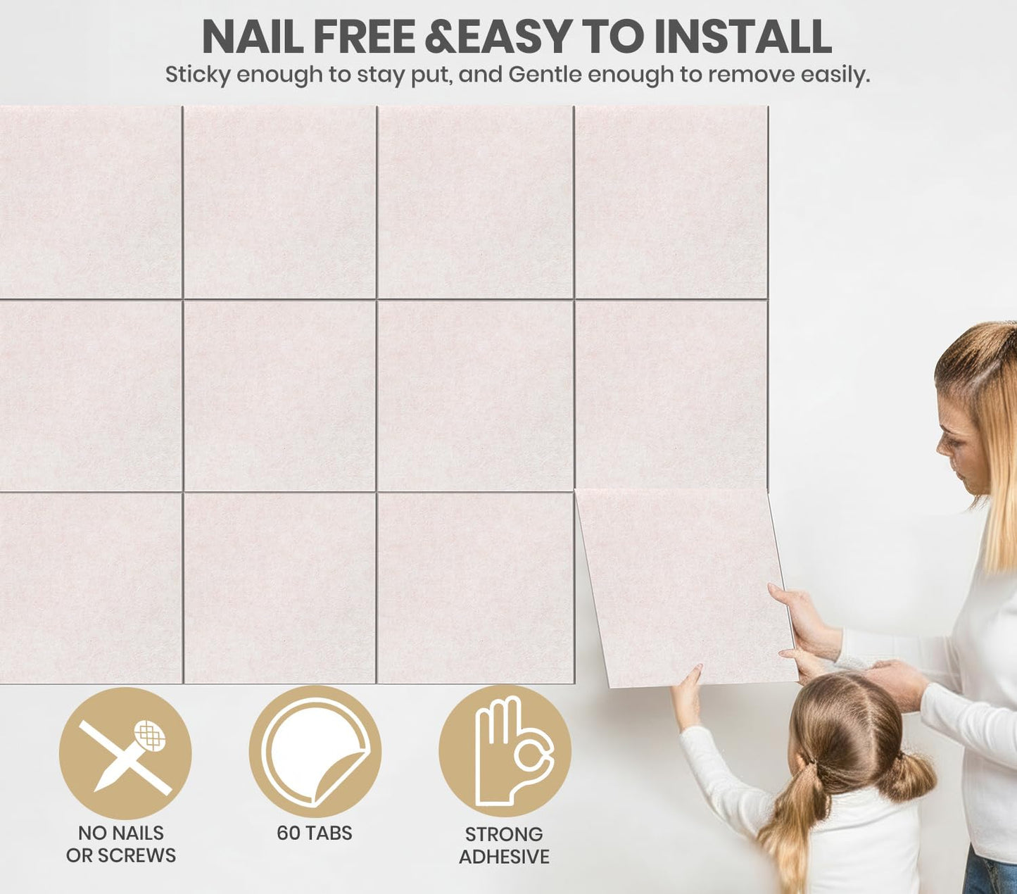 Large Cork Board Alternative 36" X 24" Bulletin Board - 6 Pack Removable Felt Wall Tiles with 20 pushpins, Large Cork Boards for Walls Cork Board for Office Pin Board Tack Board - Oatmeal