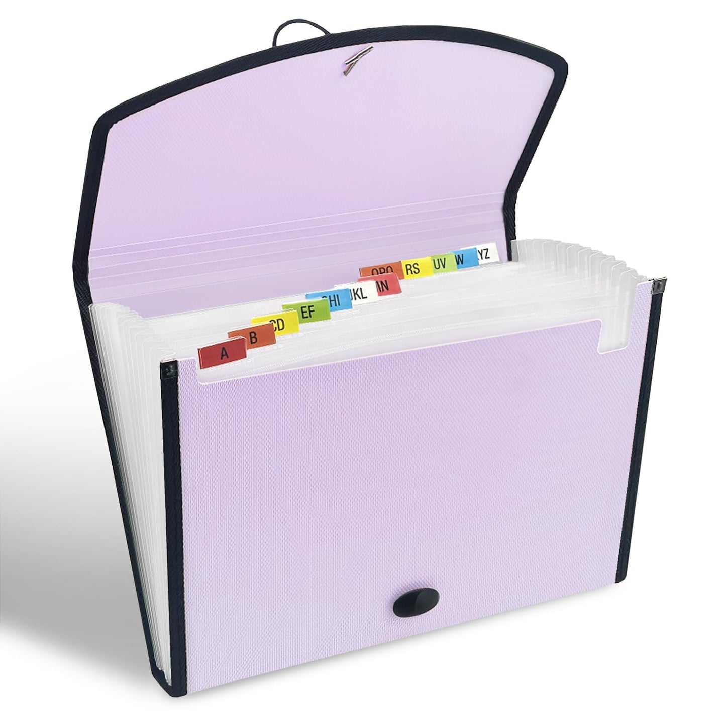 H4D 13-Pocket Accordion File Organizer with Mesh Pocket, Expanding File Folder with Tabs, Expandable Document Organizer for Home Office School, Letter Size, Pale Lilac