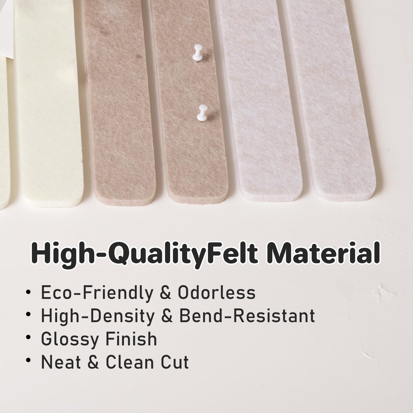 Cork Board Alternative Felt Strip Board 8-Pack 13"x2", Bulletin Board Bar Strips with 60 Pushpins Adhesive Install for Bedroom Door & Home Office (8Pack-Linen Dusk)