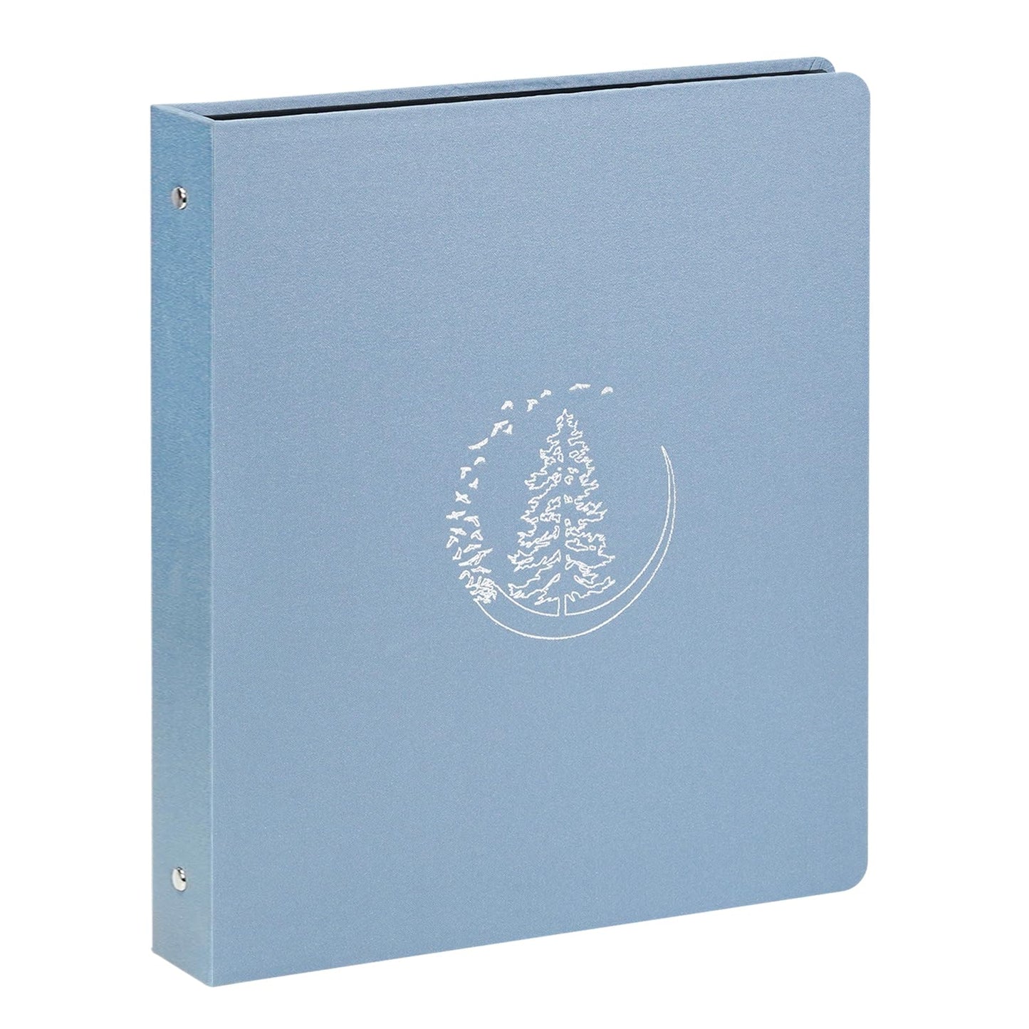 Premium Linen 3 Ring Binder 1 Inch - Decorative Hardcover Binder with Round Rings, Holds 8.5 x 11 Letter Size Paper for School, Office, Home Organization & Presentation, Moon Tree, Blue