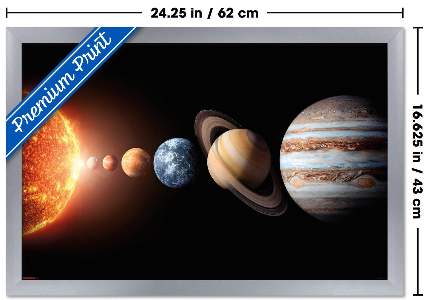 Science - Solar System Planets 26 Wall Poster, 22.4L" x 14.7W", Silver Framed Version