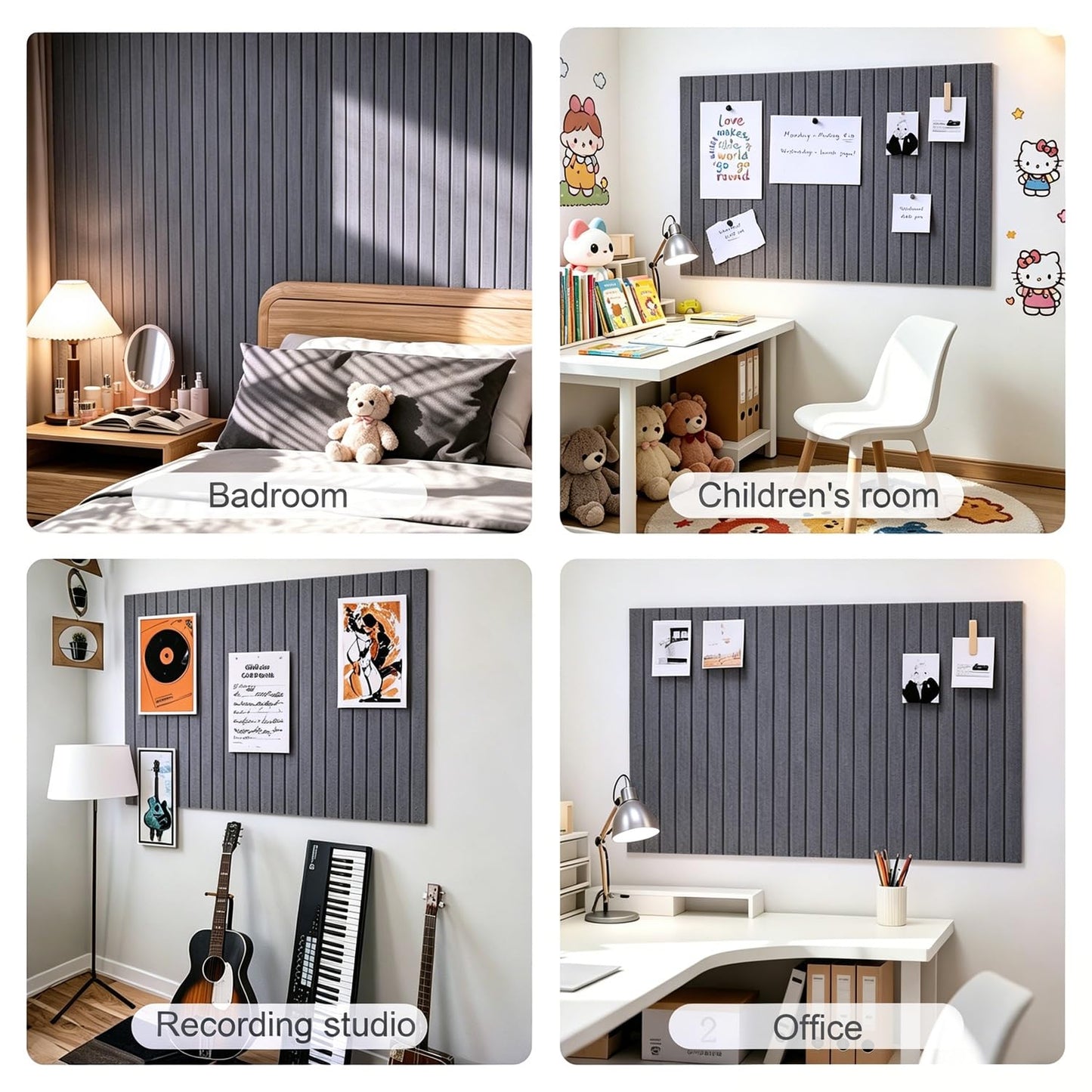 G Gamit 0.47" Thick Felt Pin Board 36"x24" Large Cork Board Alternative 6 Pack 11.81"x11.81"Felt Bulletin Board Wall Tiles Notice Board with 30 Pushpins for Home Office School(Fine-Charcoal Grey)