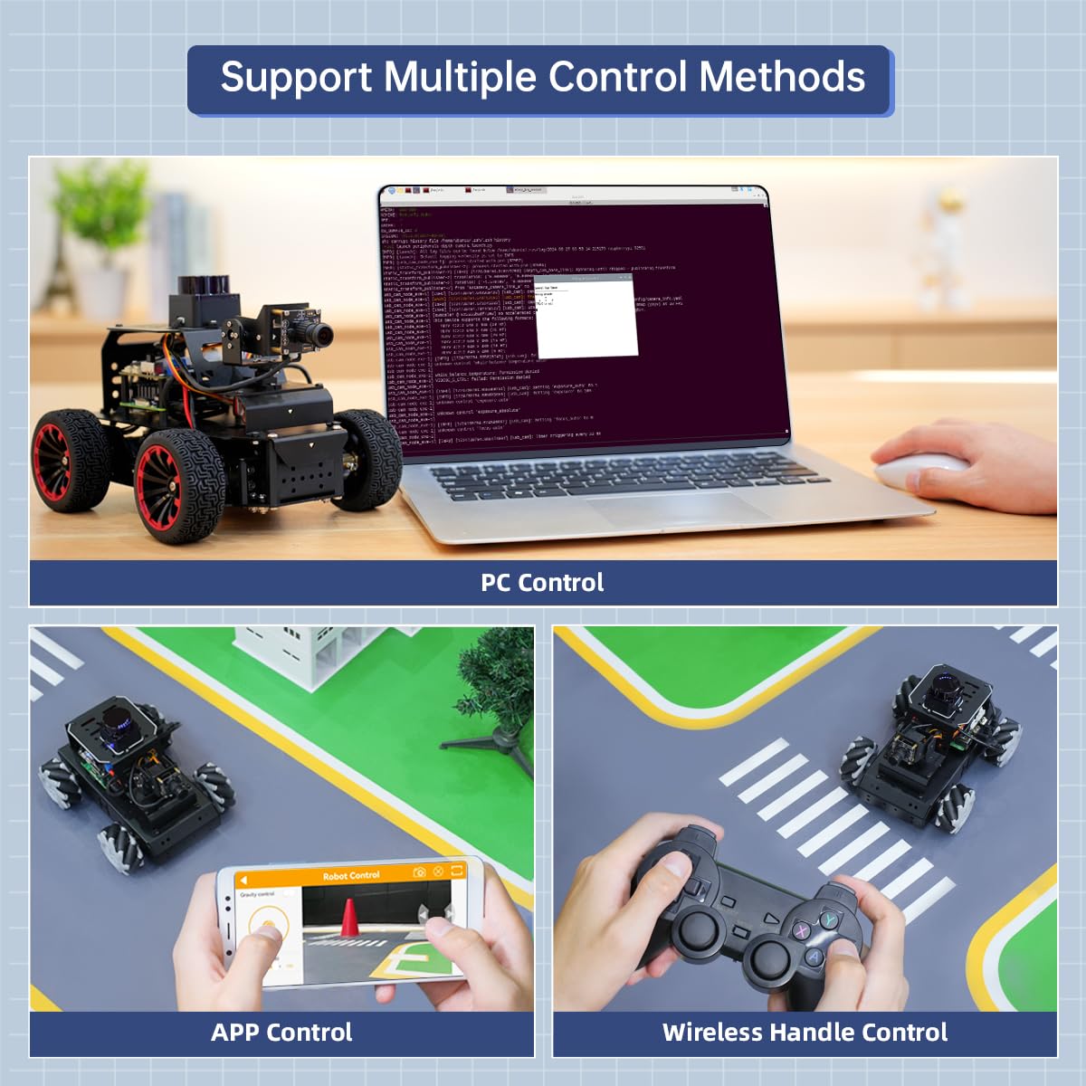 LewanSoul Robot Car for Raspberry Pi 5 ROS2 Programmable AI Vision Smart Robot Kit 360° Movement Chassis, Lidar SLAM Mapping Navigation Path Planning Autonomous Driving, MentorPi M1 with RPi 5 4GB