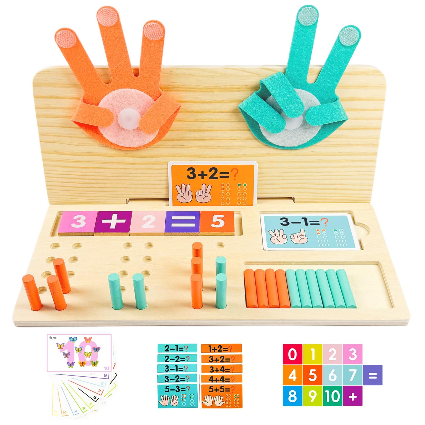 twivah Learning Toys 3-5, Educational Toys with Number Flash Card for 3+ Year Old, Montessori Number Math Manipulatives, Preschool Kindergarten School Supplies, Birthday Gifts for 3 4 5 6 yr Old Kids