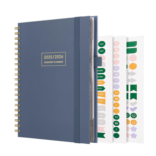 And Per Se Teacher Planner 2025-2026 Academic Year -Teacher Lesson Planner from July 2025 to June 2026, 8.5" x 11", Weekly & Monthly Planning for Teachers with Monthly Tabs, Stickers (Stone Blue)